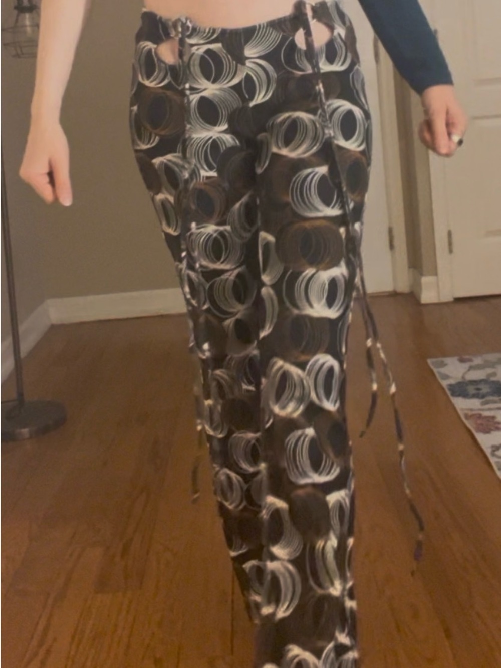Urban Outfitters Y2K Cutout Flare Pants Abstract Print Size 0